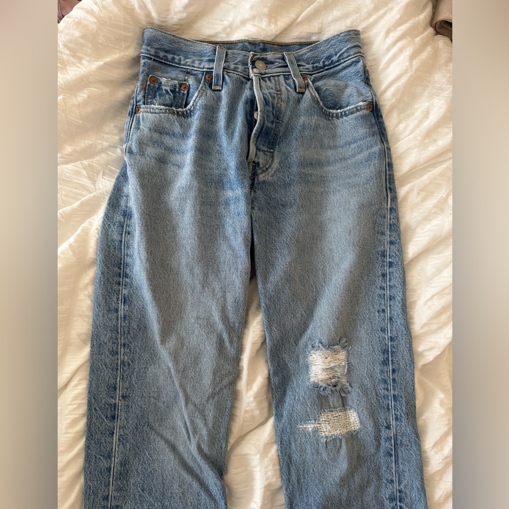 Classic Blue Distressed Levi’s 501 Jeans